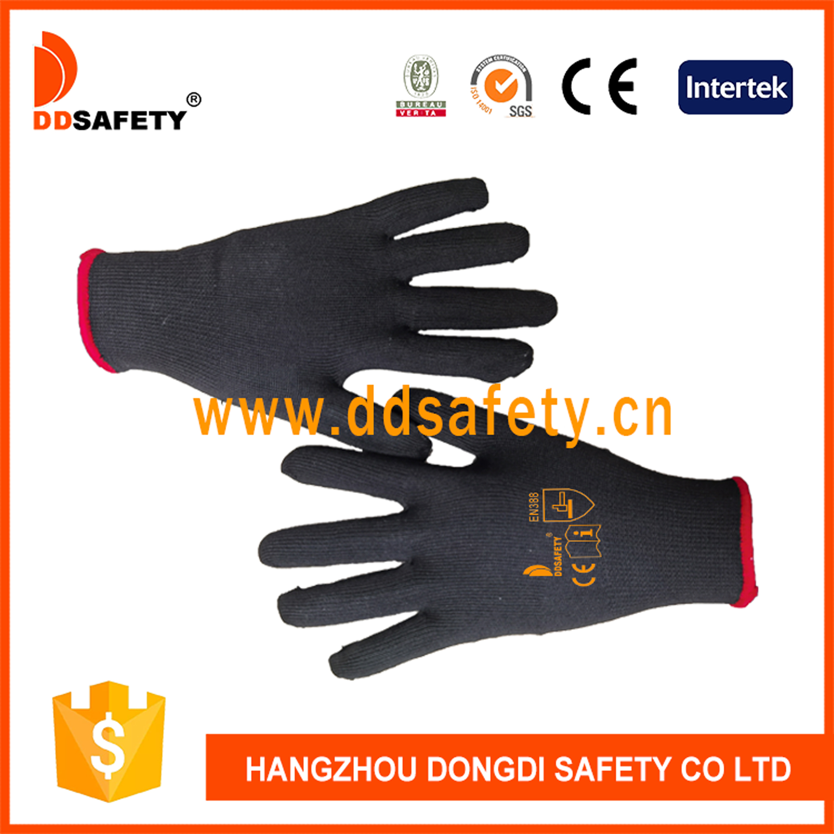 Black mixed cotton/polyester Gloves-DCK134